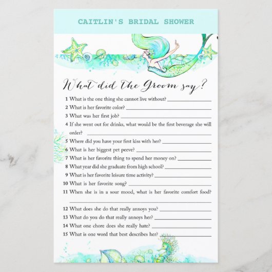 Aqua Mermaid Vrijgezellenfeest Game (Voorkant)