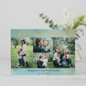 Aqua Merry en Bright Abstracte fotocollage Folie Feestdagenkaart (Staand Voorkant)