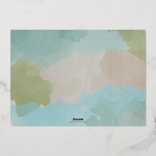 Aqua Merry en Bright Abstracte fotocollage Folie Feestdagenkaart (Achterkant)