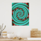 Aqua met Red Prongs Spiral Poster (Keuken)