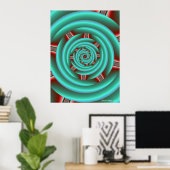 Aqua met Red Prongs Spiral Poster (Thuiskantoor)