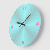 Aqua met roze getallen> Plain Kitchen Clocks Grote Klok (Hoek)