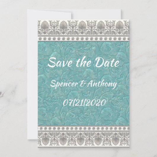 Aqua met Texture Kijk Save The Date (Voorkant)