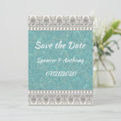 Aqua met Texture Kijk Save The Date (Staand voorkant)