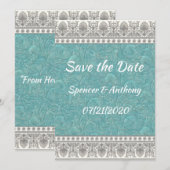 Aqua met Texture Kijk Save The Date (Voorkant / Achterkant)