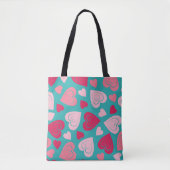 AQUA MET TINTEN ROZE VALENTIJN HARTEN TOTE BAG (Voorkant)