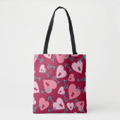 AQUA MET TINTEN ROZE VALENTIJN HARTEN TOTE BAG (Voorkant)