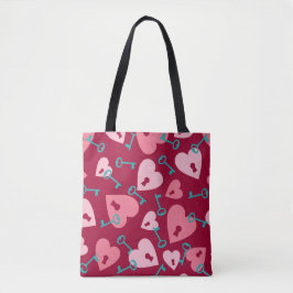 AQUA MET TINTEN ROZE VALENTIJN HARTEN TOTE BAG