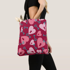 AQUA MET TINTEN ROZE VALENTIJN HARTEN TOTE BAG
