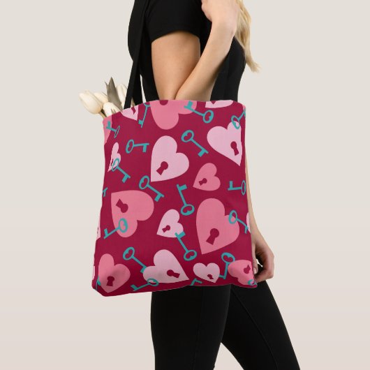 AQUA MET TINTEN ROZE VALENTIJN HARTEN TOTE BAG (Dichtbij)