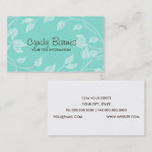 Aqua met White Leaves Visitekaartje (Voorkant / Achterkant)