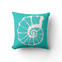 Aqua met White Spiral Seashell Burlap Kijk