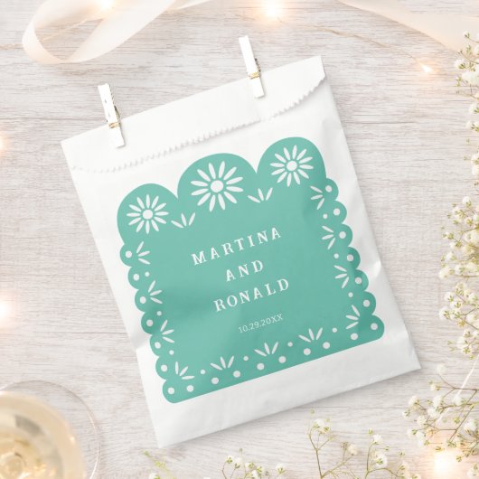 AQUA MEXICAANS PAPEL PICADO BEDANKZAKJE (Geknipt)