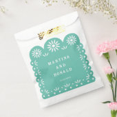 AQUA MEXICAANSE PAPEL PICADO BEDANKZAKJE (Gezegeld)