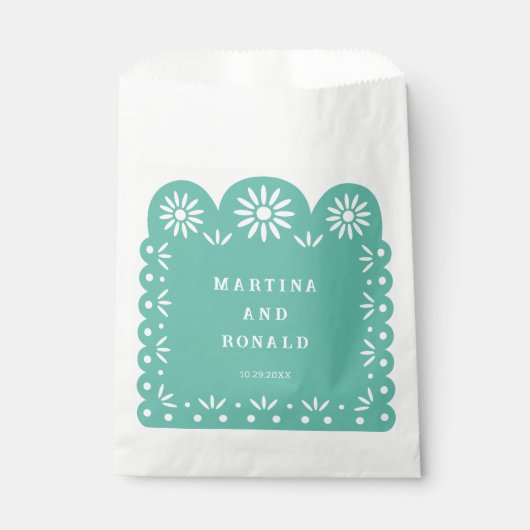 AQUA MEXICAN PAPEL PICADO BEDANKZAKJE (Voorkant)