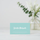 Aqua Minimalistisch Script Naam Visitekaartje (Staand voorkant)