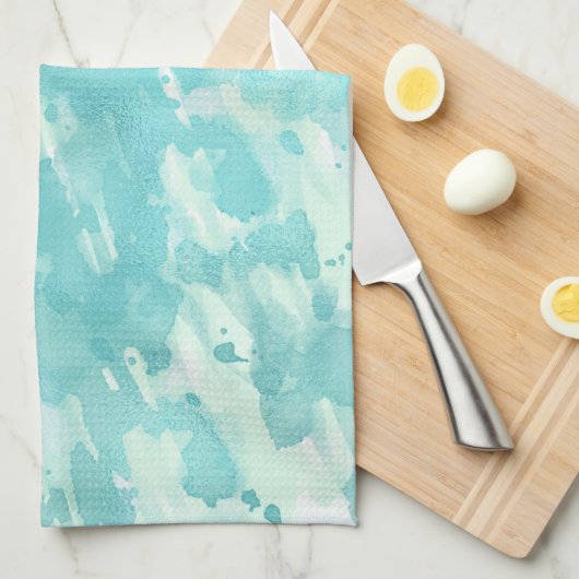 Aqua Mint Abstract Theedoek (Quarter Fold)