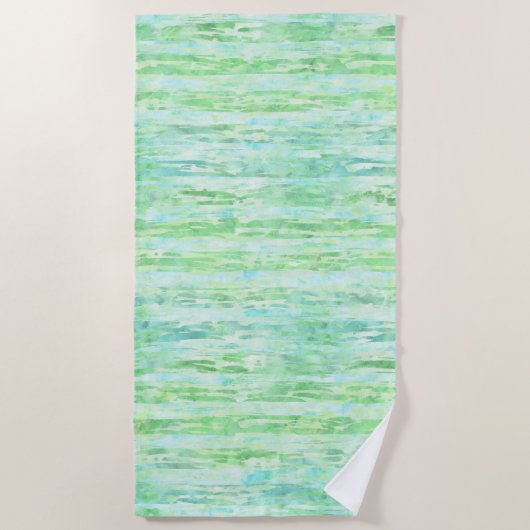 Aqua Mint Abstracte Tie Dye Waterverf Stripes Strandlaken (Voorkant)
