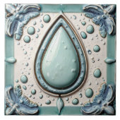 Aqua Mint Blauw & Wit Water Drop Badkamer Tegeltje (Voorkant)