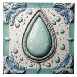 Aqua Mint Blauw & Wit Water Drop Badkamer Tegeltje
