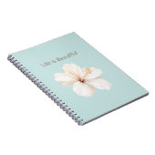 Aqua Mint Blauwe Witte Hibiscus Bloem Notitieboek (Rechterzijde)
