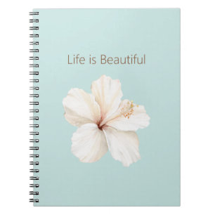 Aqua Mint Blauwe Witte Hibiscus Bloem Notitieboek
