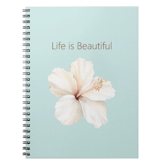 Aqua Mint Blauwe Witte Hibiscus Bloem Notitieboek (Voorkant)