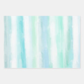 Aqua Mint Blue White Waterverf Stripes  Inpakpapier Vel (Voorkant 3)