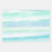 Aqua Mint Blue White Waterverf Stripes  Inpakpapier Vel (Voorkant 2)