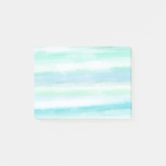 Aqua Mint Blue White Waterverf Stripes Post-it® Notes (Voorkant)