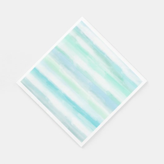 Aqua Mint Blue White Waterverf Stripes Servet (Hoek)