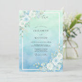 Aqua Mint Blush Roze Bruiloft Kaart (Staand voorkant)