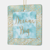 Aqua Mint Cream Gold Leopard Glitter Dream Keramisch Ornament (Links)