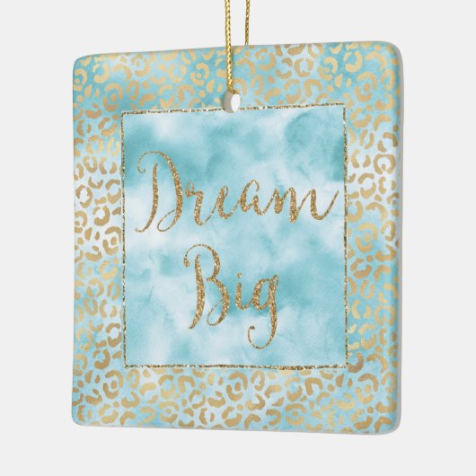 Aqua Mint Cream Gold Leopard Glitter Dream Keramisch Ornament (Links)