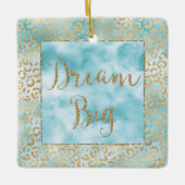 Aqua Mint Cream Gold Leopard Glitter Dream Keramisch Ornament (Voorkant)