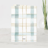 Aqua Mint Cream White Plaid Verjaardag Kaart (Achterkant)