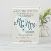 Aqua Mint de heer en mevrouw Romantic Weddings Kaart (Staand voorkant)