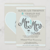 Aqua Mint de heer en mevrouw Typography Weddings Kaart (Voorkant / Achterkant)