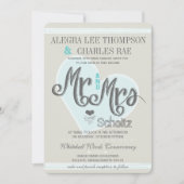 Aqua Mint de heer en mevrouw Typography Weddings Kaart (Voorkant)