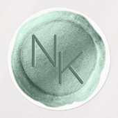 Aqua Mint Folie Wax Seal Initialen Bruiloft Monogr Labels (Design 2)