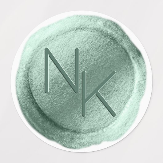 Aqua Mint Folie Wax Seal Initialen Bruiloft Monogr Labels (Design 1)