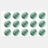 Aqua Mint Folie Wax Seal Initialen Bruiloft Monogr Labels (Vel)