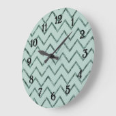 Aqua Mint Glam Chevron Zigzag Strepen Grote Klok (Hoek)
