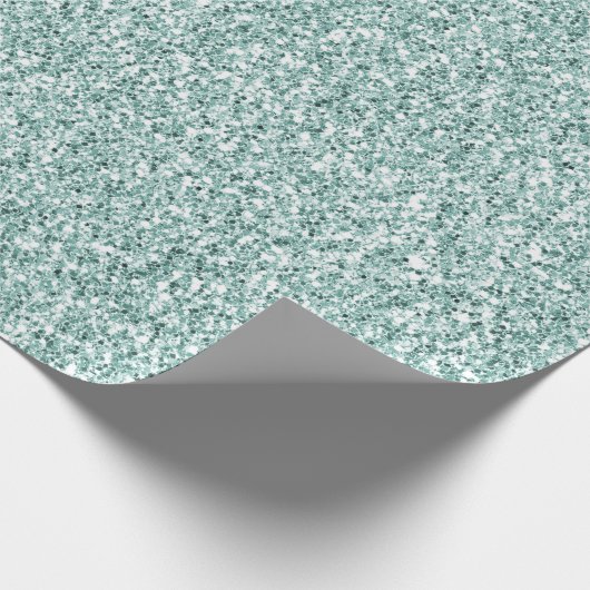 Aqua Mint Glitzy Glitter Cadeaupapier (Hoek)