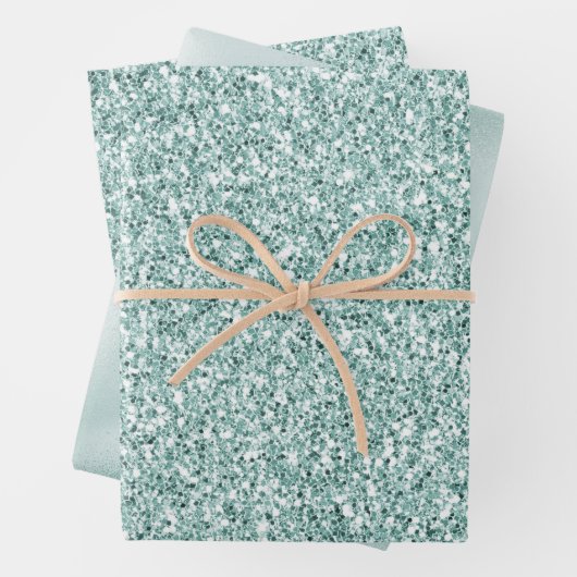 Aqua Mint Glitzy Glitter Inpakpapier Vel (In situ)