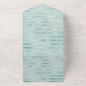 Aqua Mint Glitzy Glitter Stripes All In One Uitnodiging (Buitenkant)