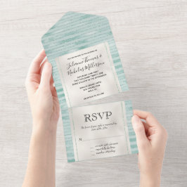  Aqua Mint Glitzy Glitter Stripes All In One Uitnodiging
