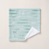Aqua Mint Glitzy Glitter Stripes Bad Handdoek (Wasdoekje)