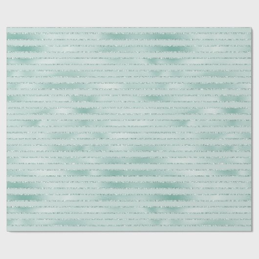  Aqua Mint Glitzy Glitter Stripes Cadeaupapier (Vlak)