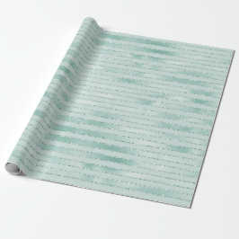 Aqua Mint Glitzy Glitter Stripes Cadeaupapier